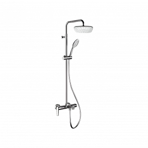 V | Vanový set Vanity | nástěnný pákový | s hlavicí 200 x 200 mm | chrom černý broušený