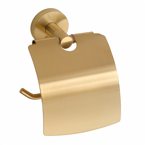 Držák na toaletní papír PVD s krytem | zlatá mat