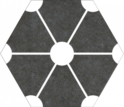 Dlažba Atom Black Hex. | 220x250 | mat