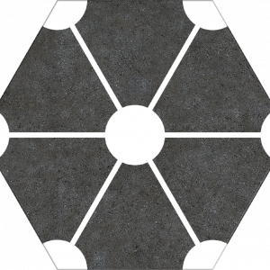 Dlažba Atom Black Hex. | 220x250 | mat