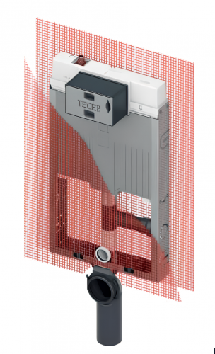 TECEbox | do zděné konstrukce pro závěsné WC, hloubka 8 cm, ovládání zepředu, s odtahem pachu