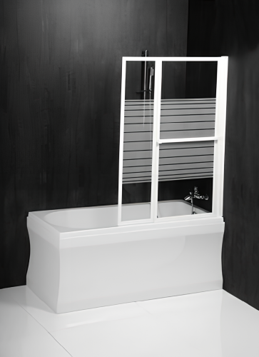 Vanová zástěna VENUS 2 | 1060 x 1400 | bílý rám | potištěné sklo