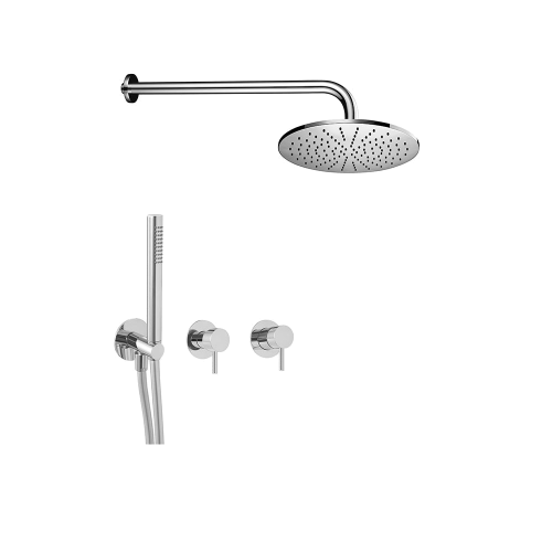 Sprchový set | podomítkový hladká páčka | se závěsnou hlavicí Ø300 | broušený nikl mat | CURVY | horní díl