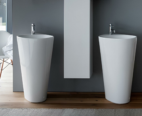 Umyvadlo PALOMBA 590 x 395 x 900 | solitérní s nástěnným uchycením | s 1 otvorem pro baterii | bílé LCC