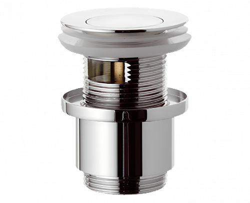 Výpusť click/clack umyvadlová celokovová | 906 | malá zátka | S | bílá mat