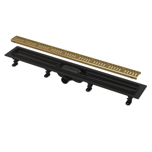 Liniový podlahový žlab | 850 | černá/mosaz | Simple