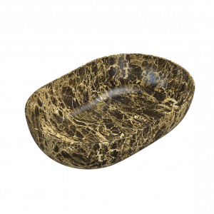 Umyvadlo na desku T-EDGE | 600x400x160 | Portoro Brown mat