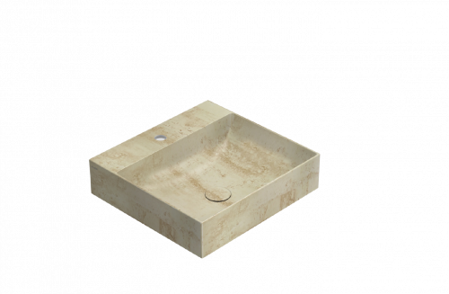 Umyvadlo T-EDGE | 500x470x120 | bez otvoru pro baterii | Travertin mat
