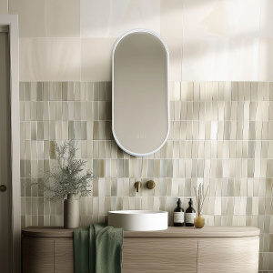 Oválné koupelnové podsvícené LED zrcadlo | 400 x 800 | bílá | 2x senzor