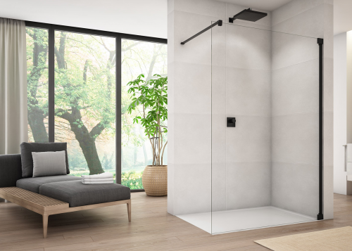 CADURA | Sprchová zástěna WALK IN | černá | 1200 x 2000