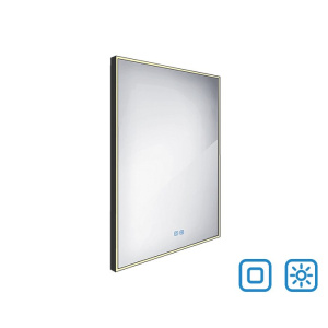 Koupelnové podsvícené LED zrcadlo | 600 x 800 | černá mat | 2x senzor