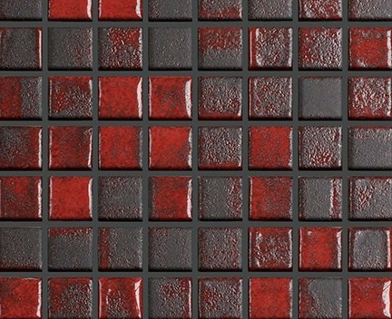 Mozaika Fusion Black & Red | červená | 316 x 316 mm | lesk