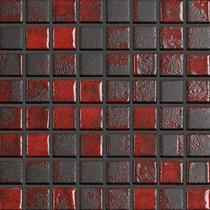 Mozaika Fusion Black & Red | červená | 316 x 316 mm | lesk