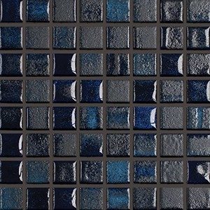 Mozaika Fusion Black & Blue | modrá | 316 x 316 mm | lesk