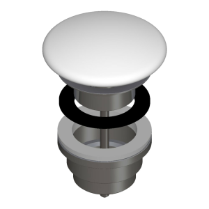 Odpadní ventil se zátkou | click-clack | včetně keramické krytky | bílá lesk