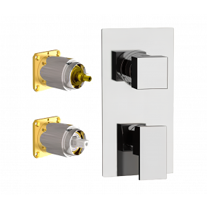 Podomítkový modul Q Design | vrchní díl pákový trojcestný | chrom lesk