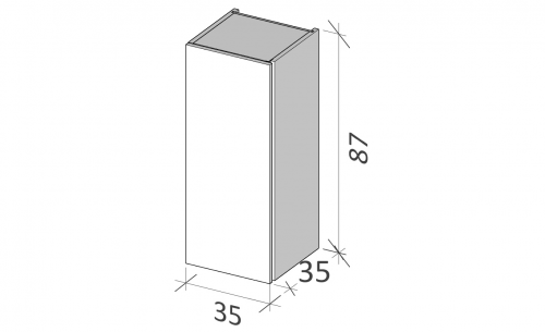 Polovysoká boční skříňka BUDDY | 350 x 870 x 350 mm | dveře | Frosted | bezuchyt černá