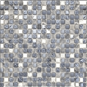 Skleněná Mozaika SIA | 15x15x8 mm |  šedá, čirá, lesk+mat+relief