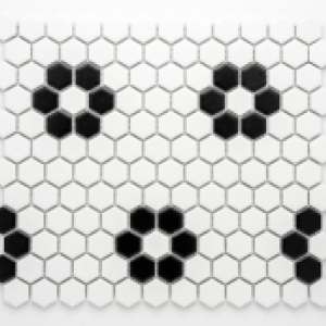 Mozaika Hexagon bílá/černá