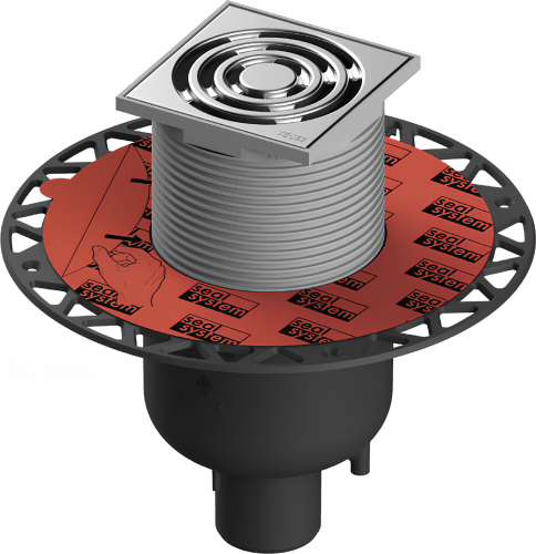 Tělo podlahové vpusti TECEdrainpoint S 130, vertikální, s univerzální přírubou a těsněním Seal System
