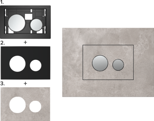 Ovládací WC - kryt tlačítka, pro nalepení obkladu | černá