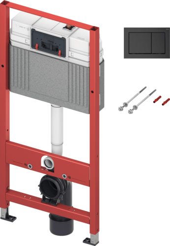 SET TECEbase montážní prvek pro WC | ovládacího tlačítka toalety TECEnow matné černé barvy |1120 mm