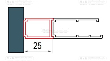 Rozšiřovací profil 25 mm pro dveře (kromě D22K a D22S3) | chrom | 2000