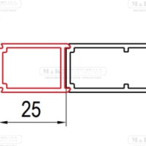 Rozšiřovací profil 25 mm pro dveře (kromě D22K a D22S3) | chrom | 2000