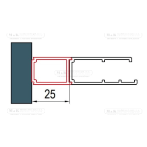 Rozšiřovací profil 25 mm pro dveře (kromě D22K a D22S3) | chrom | 2000