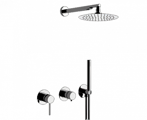 Sprchový set X STYLE | podomítkový | se závěsnou hlavicí | Ø 200 mm | chrom černý broušený