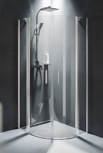 Čtvrtkruhová sprchová zástěna | NOVIK | 900 x 900 mm | rádius 550