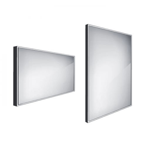 Koupelnové podsvícené LED zrcadlo ZPC | 800 x 700 mm | černá